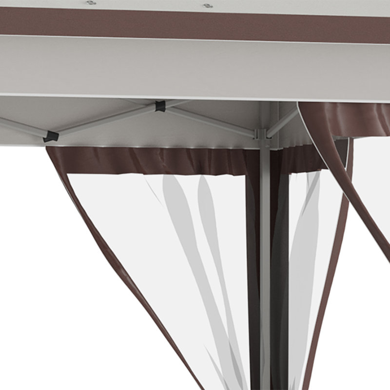 Tente à auvent avec filet et sac de transport Outsunny 12 pi x 12 pi, Brun / Gris