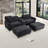 112.5 '' Wide U-Shaped Modular Comfy Cloud Upholstered Corduroy Sectional Loveseat with Ottomans, Center Console & Cup Holders-1943303982
