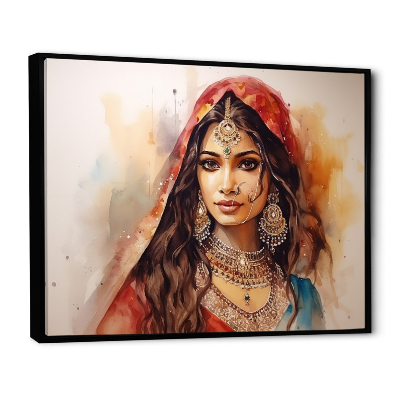 Indian Indian diva Portrait - Woman, reproduction d'art encadrée, Cadre flottant noir, H 34 po x l 44 po x P 1,5 po