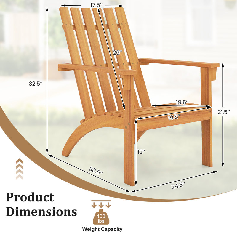Pudsey Outdoor Adirondack Chair, Natural