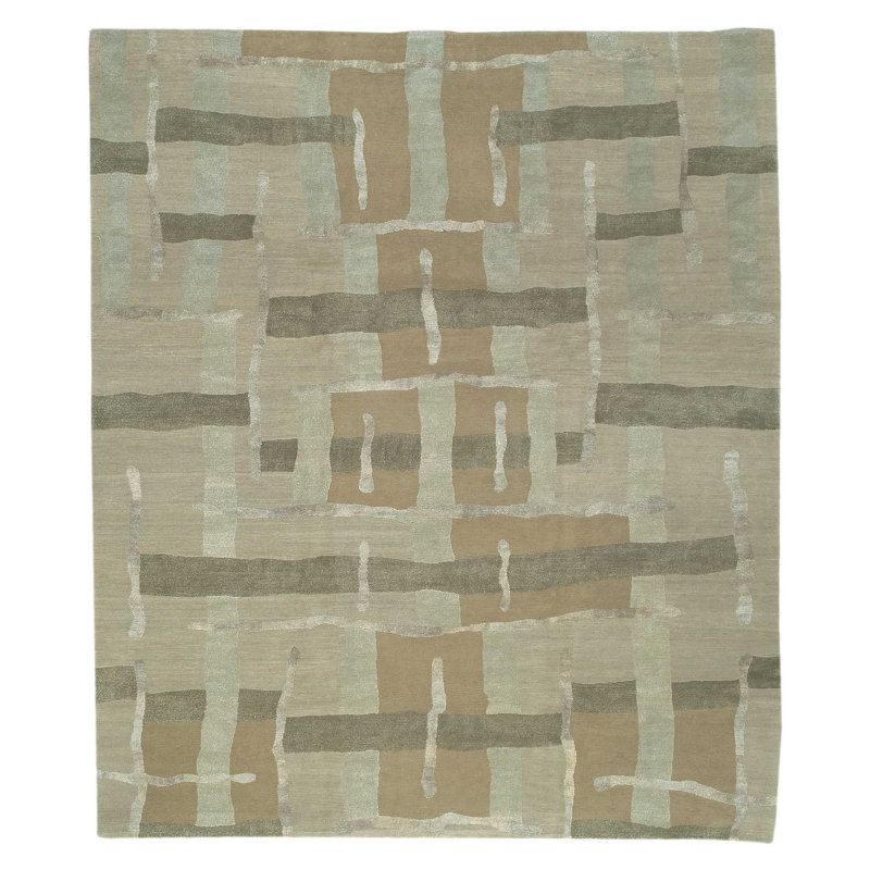 Vimini Geometric Area Rug in Beige/Gray/Silver, Rectangle 3' x 5'