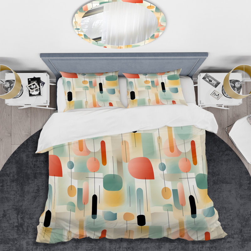 Ensemble de housse de couette géométrique Pastel Harmony IV - Microfibre de polyester