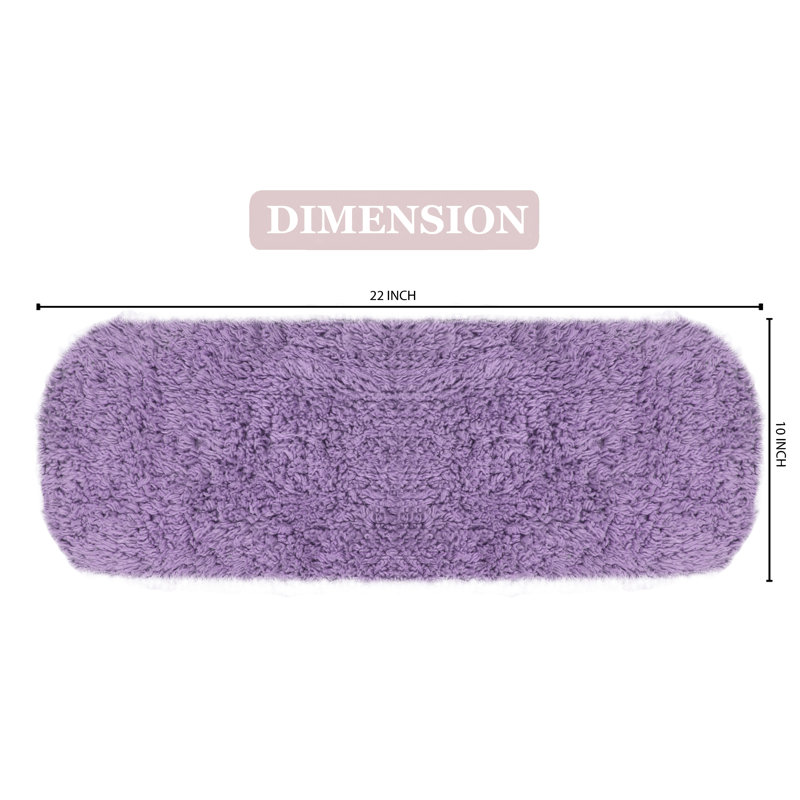 100% Cotton Tufted Bath Rug, Extra Soft & Machine Washable 10x22" Tank Cover, Purple