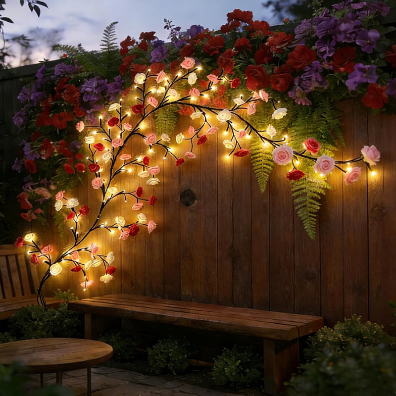 Branche de fleur à DEL bricolage lumière de fée brancher USB lumière créative de décoration murale avec télécommande pliable pour décoration murale de fenêtre