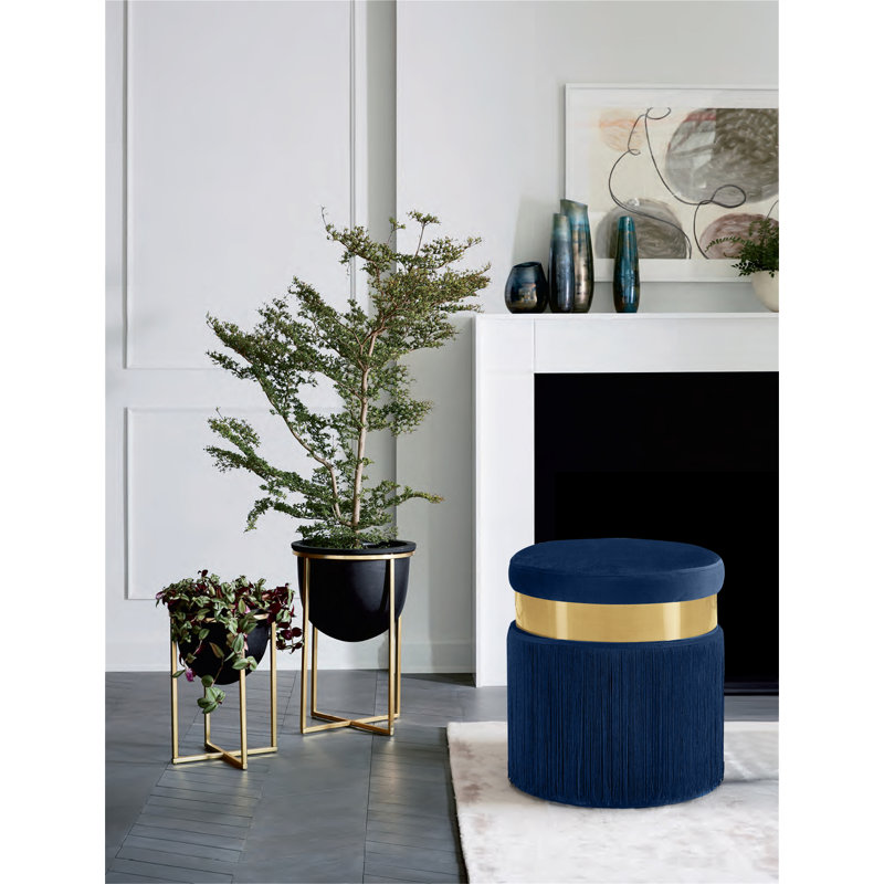 Repose-pieds standard en velours de 15,5 po de largeur Yasmine, Velours marine