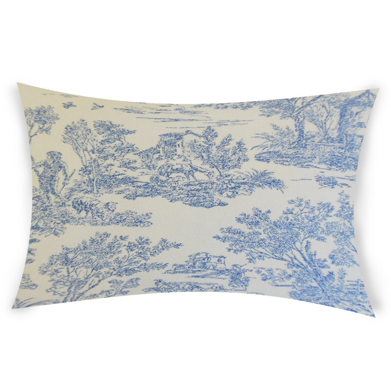 Toile Feather Reversible Throw Pillow, Gray, 12" x 18"