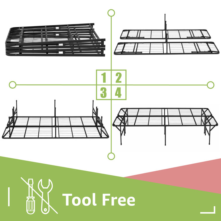 Steel Folding Bed 16 Foldable Platform Bed Mattress Foundation Noise Free Mattress Support Ebern Designs Size: Queen