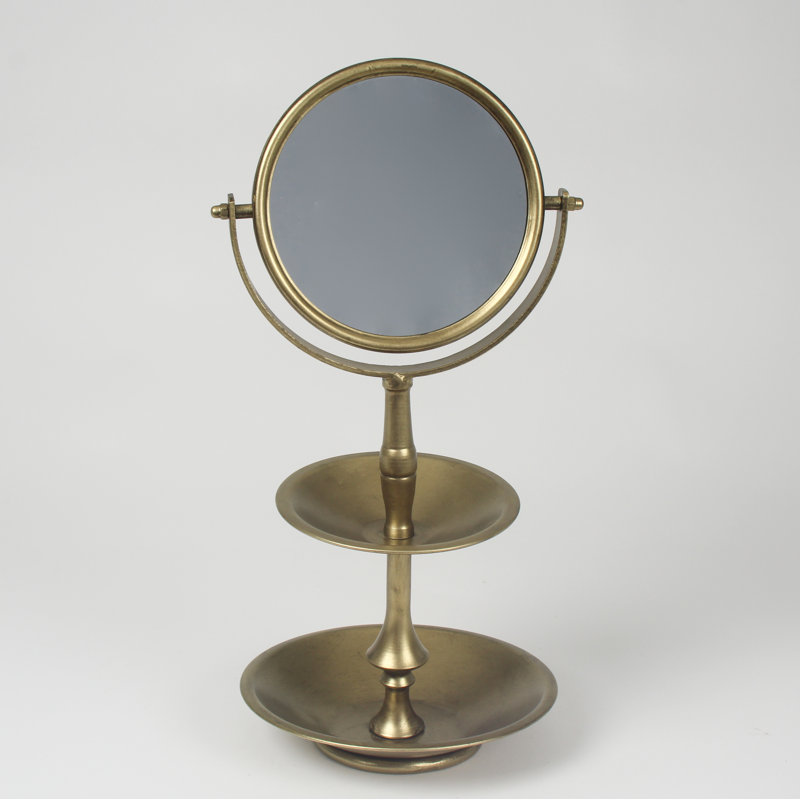 Cyrilmagnin Flat Freestanding Makeup / Shaving Mirror with Shelves
