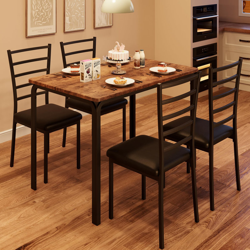 Ryota 4 - Person Four Leg Dining Set, Brown