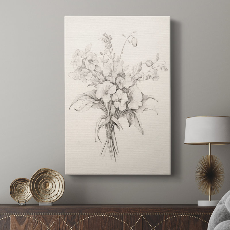 Reproduction florale rétro du siècle - galerie Cavas sur mesure, H 36 po x l 24 po