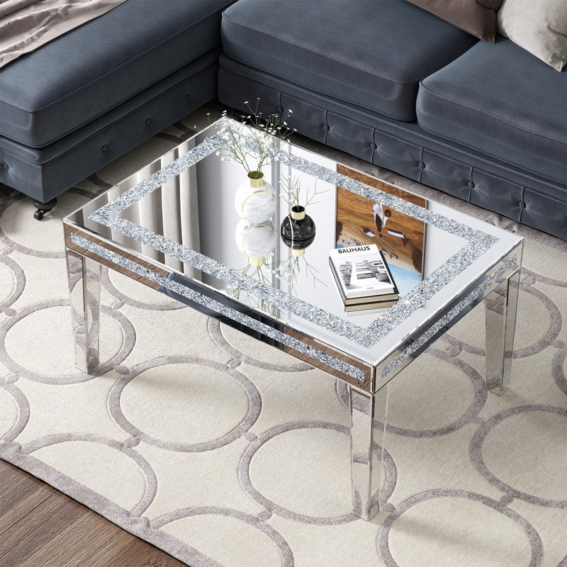 Diamonds Mirrored Top Glass Coffee Table