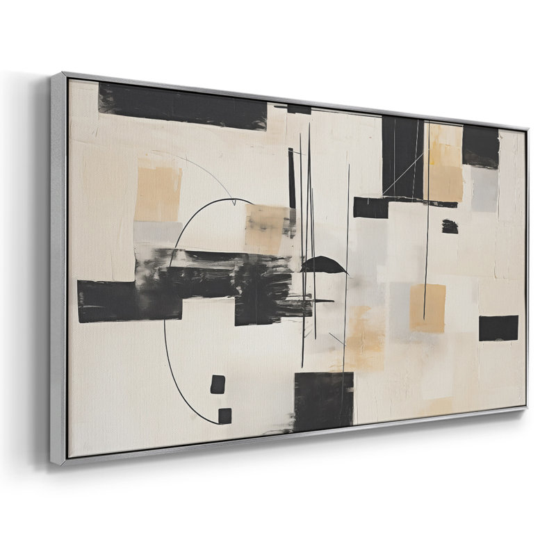 «Abstract Series» -CCCLLXXIV- Toile tendue avec châssis tendue, prête à être accrochée, H 25 po x l 49 po, Argent argent