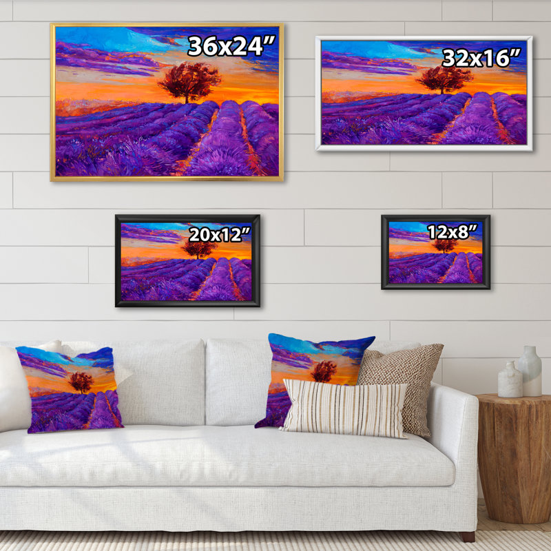 " Lavender Fields ", 24" H x 36" W x 1" D, White Floater Framed