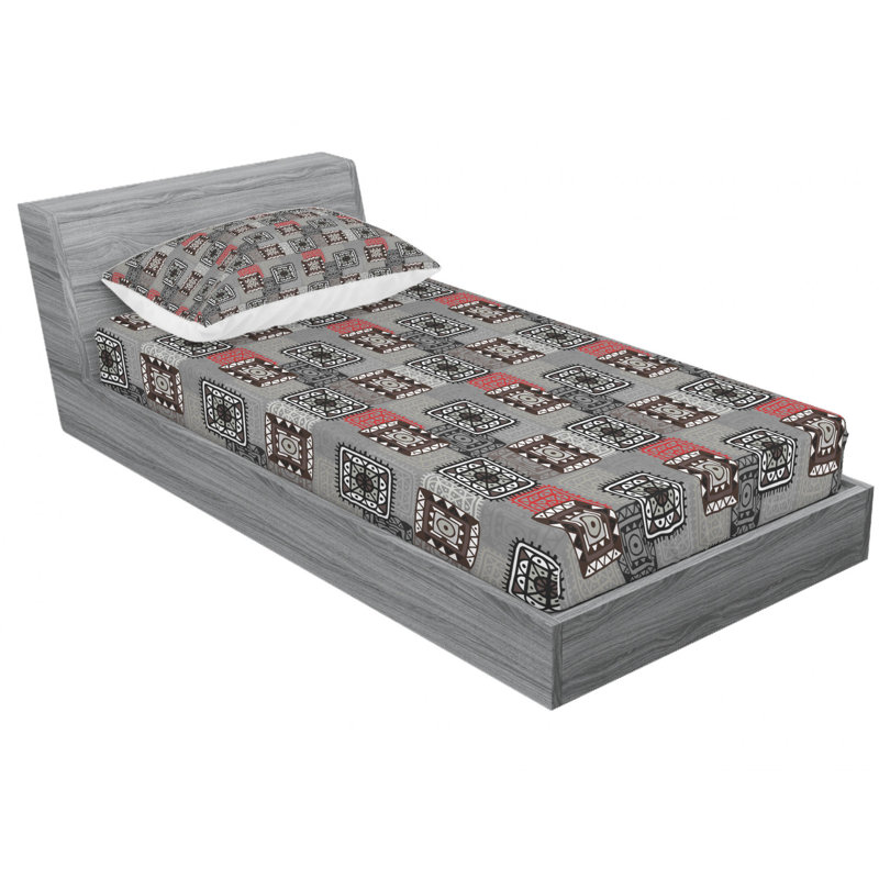 Microfiber Geometric Sheet Set, Twin Sheet Set with Fitted Sheet