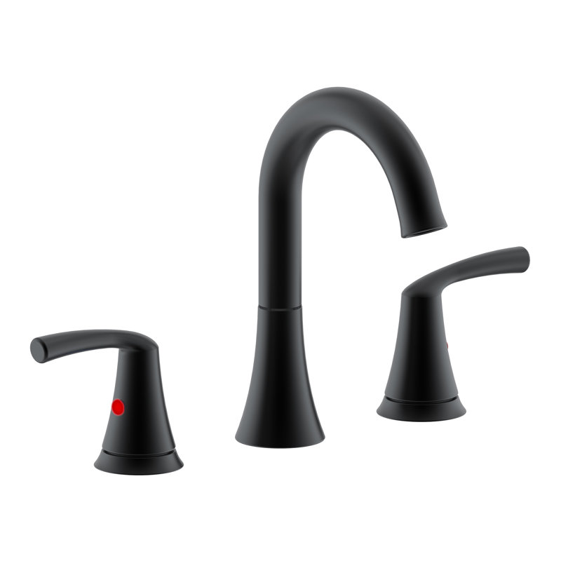 2-handle Bathroom Faucet with Drain Assembly, Matte Black