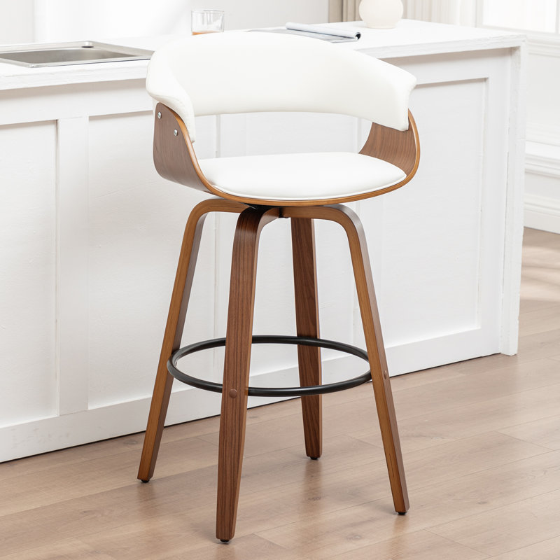Tabouret pivotant Devlin, Tabouret de comptoir (siège d'une hauteur de 25 p, Blanc