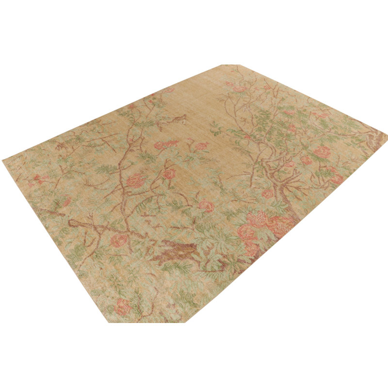 Distressed Homage Wool Floral Area Rug, Rectangle 8' x 10'