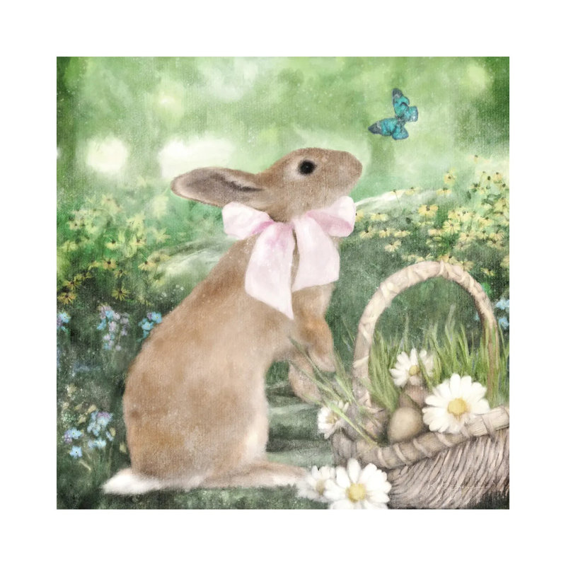 Spring Bunny And Basket by Katrina Jones - Wrapped Canvas Print, 30.48 cm H x 30.48 cm W