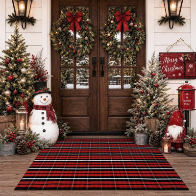 Tapis rouge rouge et noir Buffalo Plaid