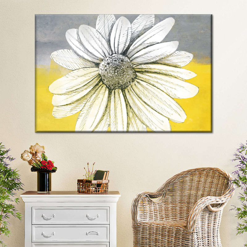Marguerite sur couleurs sur toile, H 34 po x l 51 po x P 1,25 po