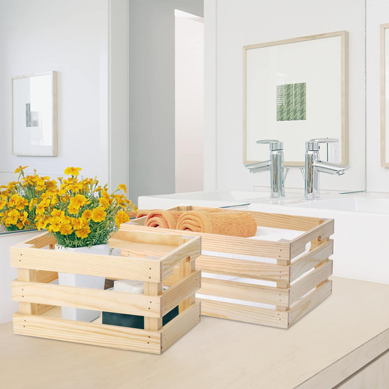 Ensemble de 3 caisses gigognes en bois rustique avec poignées, caisses en bois décoratives, boîte de rangement en bois, caisse rustique