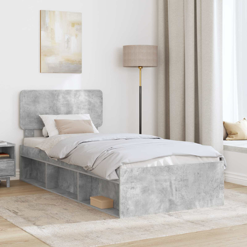Solid Wood Bed, Concerte Grey, Single (3')