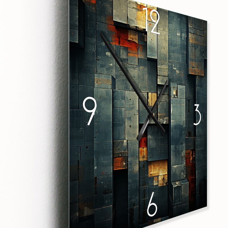 Horloge murale géométrique rétro City Blue, H 28 po x l 12 po x P 1 po