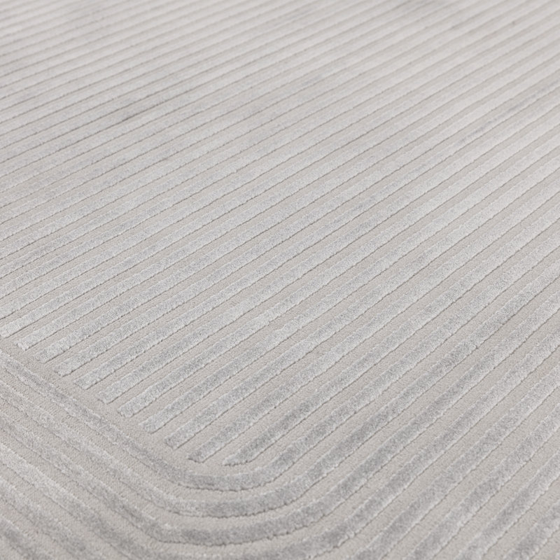 Anhuar Curve Grey/Silver Area Rug, Oval 10' x 14'2"