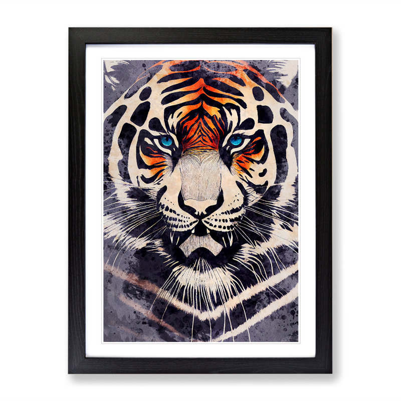 Tiger in Watercolour No.3 - Framed Print, Black Framed, 34cm H x 25cm W x 2cm D