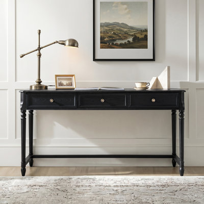 Beryl 60''W Transitional 3 Drawers Simple Assembly Desk with Power Outlets