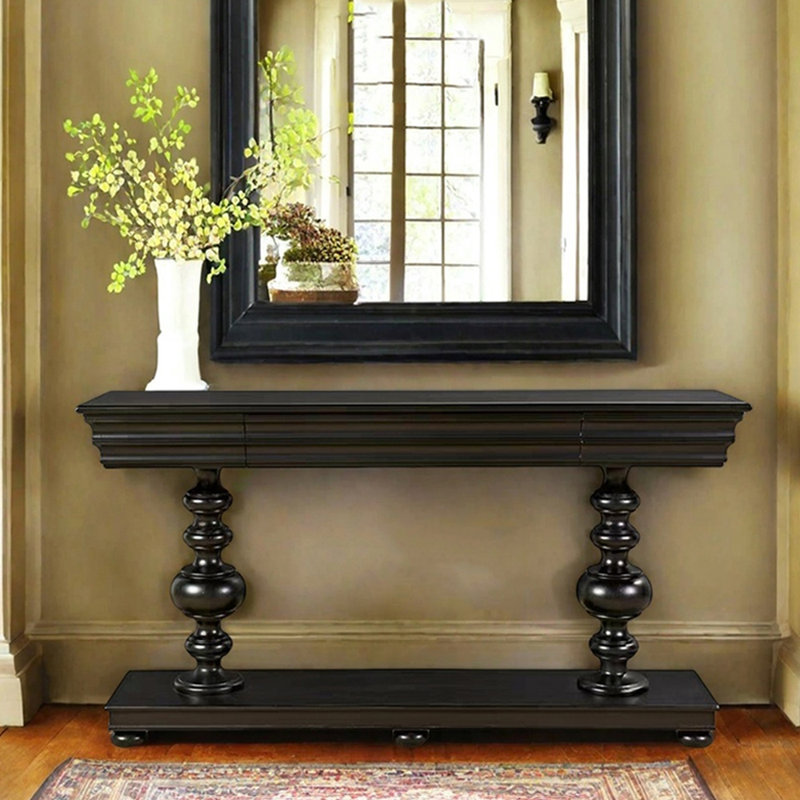 Console en bois massif American Country, H 33,5 po x l 63 po x P 13,8 po, Noir noyer