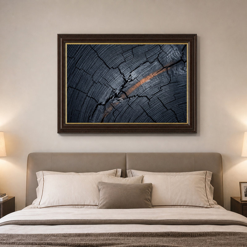 Art mural sur toile gris foncé foncé avec rayures orange, H 16 po x l 24 po