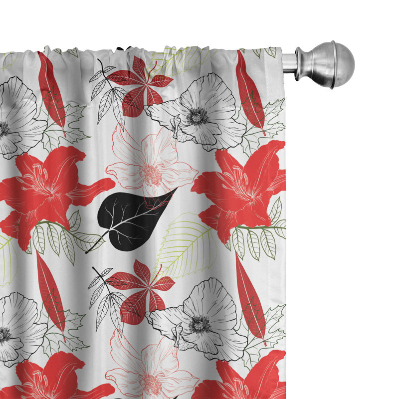 Floral Semi-Sheer Rod Pocket Curtain Panels, 28" x 84"