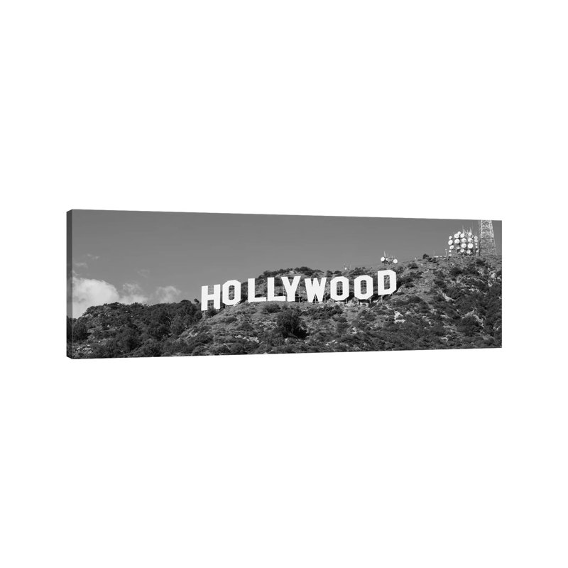 Hollywood Sign at Hollywood Hills, Los Angeles, California, USA 1 Piece Wrapped Canvas Panoramic Wall Art