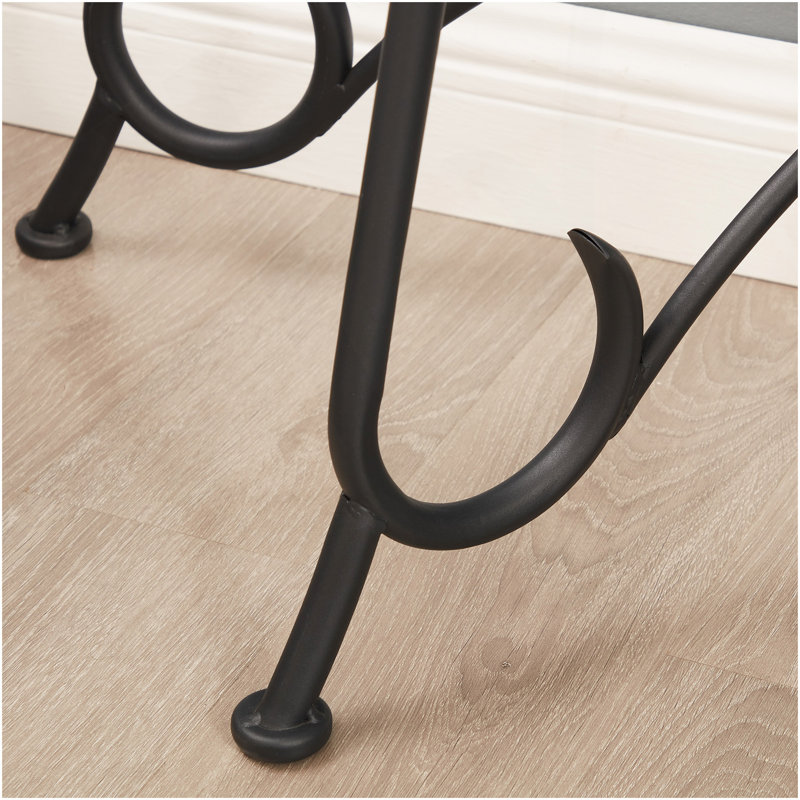 Table basse à surface en verre trempé avec construction robuste pour le salon (noir rustique)