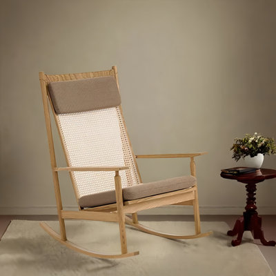 Simple solid wood rattan casual rocking chair