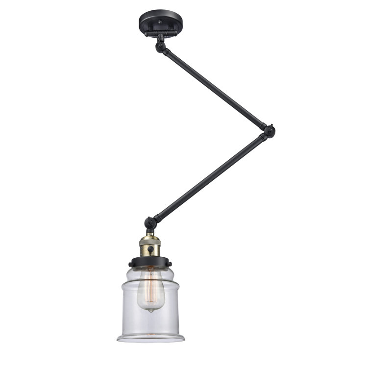 Bras pivotant à 1 lumière à intensité variable Galaviz, Grainé, Laiton antique noir, Ampoule non incluse