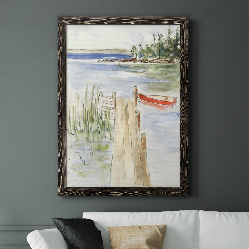 Peinture sur toile, "Sketchy Pier", Cadre noir, H 37,5 po x l 27,5 po x P 1,5 po