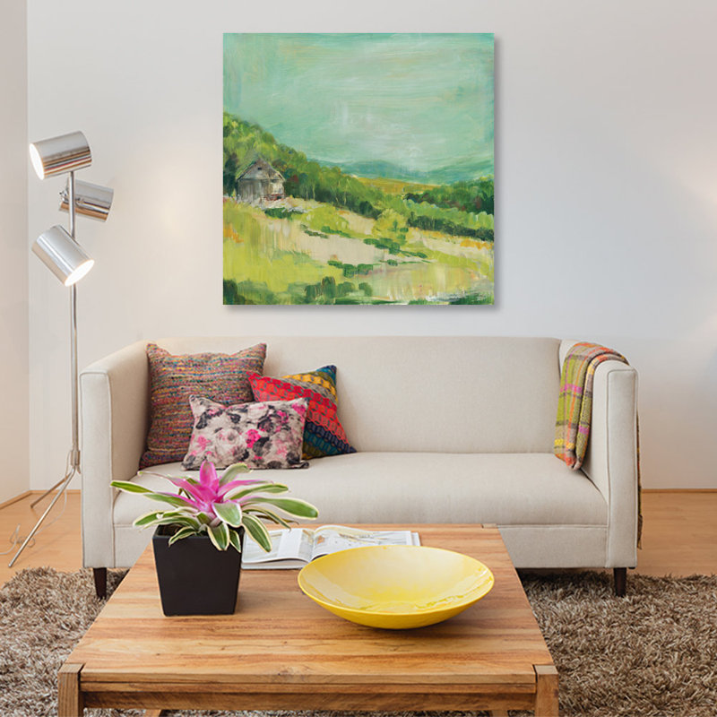 « upper fields », impression sur toile, H 18 po x l 18 po x P 1,5 po, Toile encadrée noire, Pas de tapis