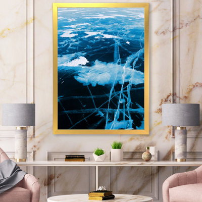 Structure de glace bleue et blanche I - peinture sur toile
