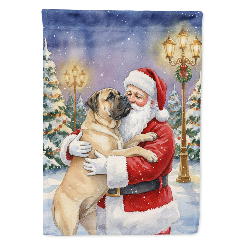 Bullmastiff avec le drapeau du jardin du père Noël, Taille du jardin, Bullmastiff