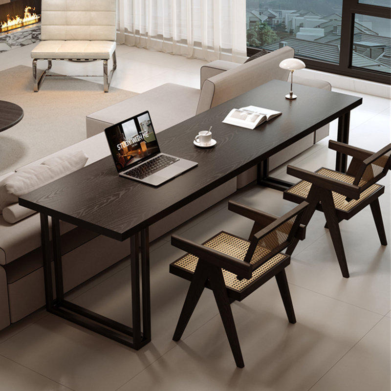 Bureau d'écriture rectangulaire en bois massif noir, H 29,53 po x l 70,87 po x P 23,62 po