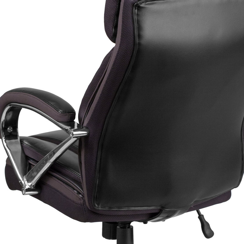 Chaise de bureau ergonomique Molly Big & Tall LeatherSoft avec appui-tête et accoudoirs, Noir