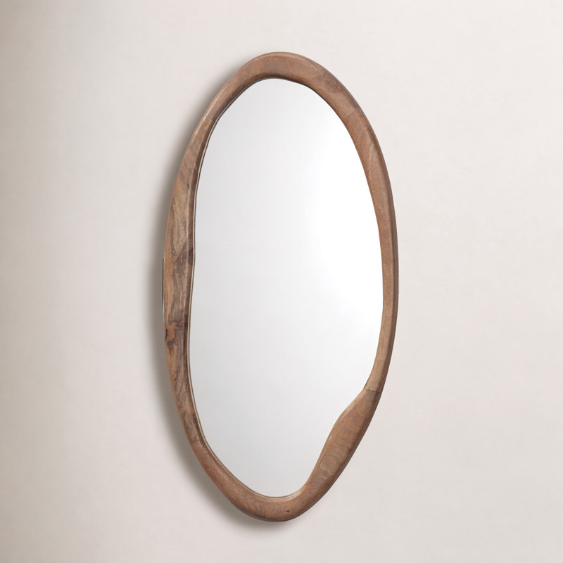 Miroir ovale en bois naturel