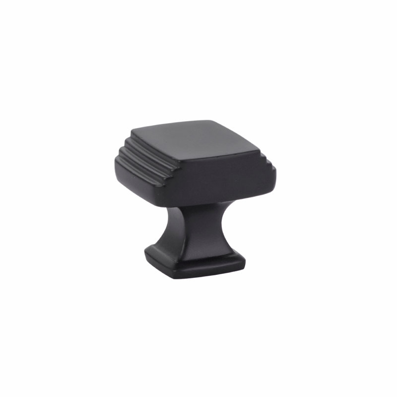 Modern Square Black Brass Cabinet Knob with Mounting Hardware