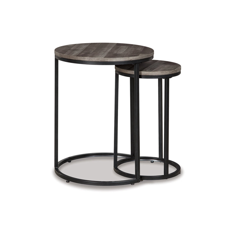 Ensemble de 2 tables d'appoint Damaje, H 23 po x l 18 po x P 18 po, Gris