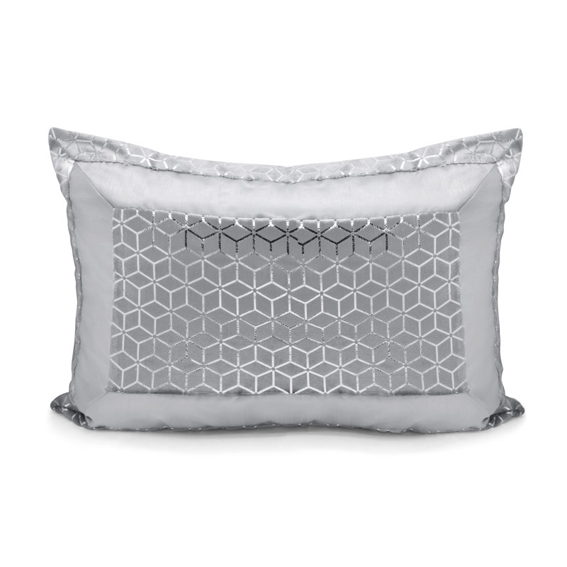 Rangely Luxury Metallic Geometric Foil Pattern Pillowsham, Silver