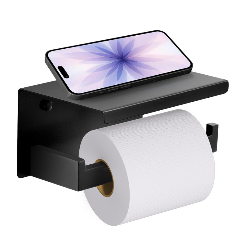 Bathroom Toilet Paper Holder Wall Mount, Matte Black