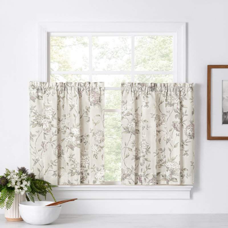 Erie Cotton Blend Floral Tailored Cafe Curtain, Lilac, 24" H x 56" W