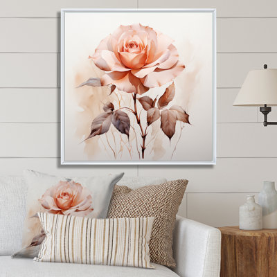 Fleur de pêche minimaliste beige pêche - imprimé